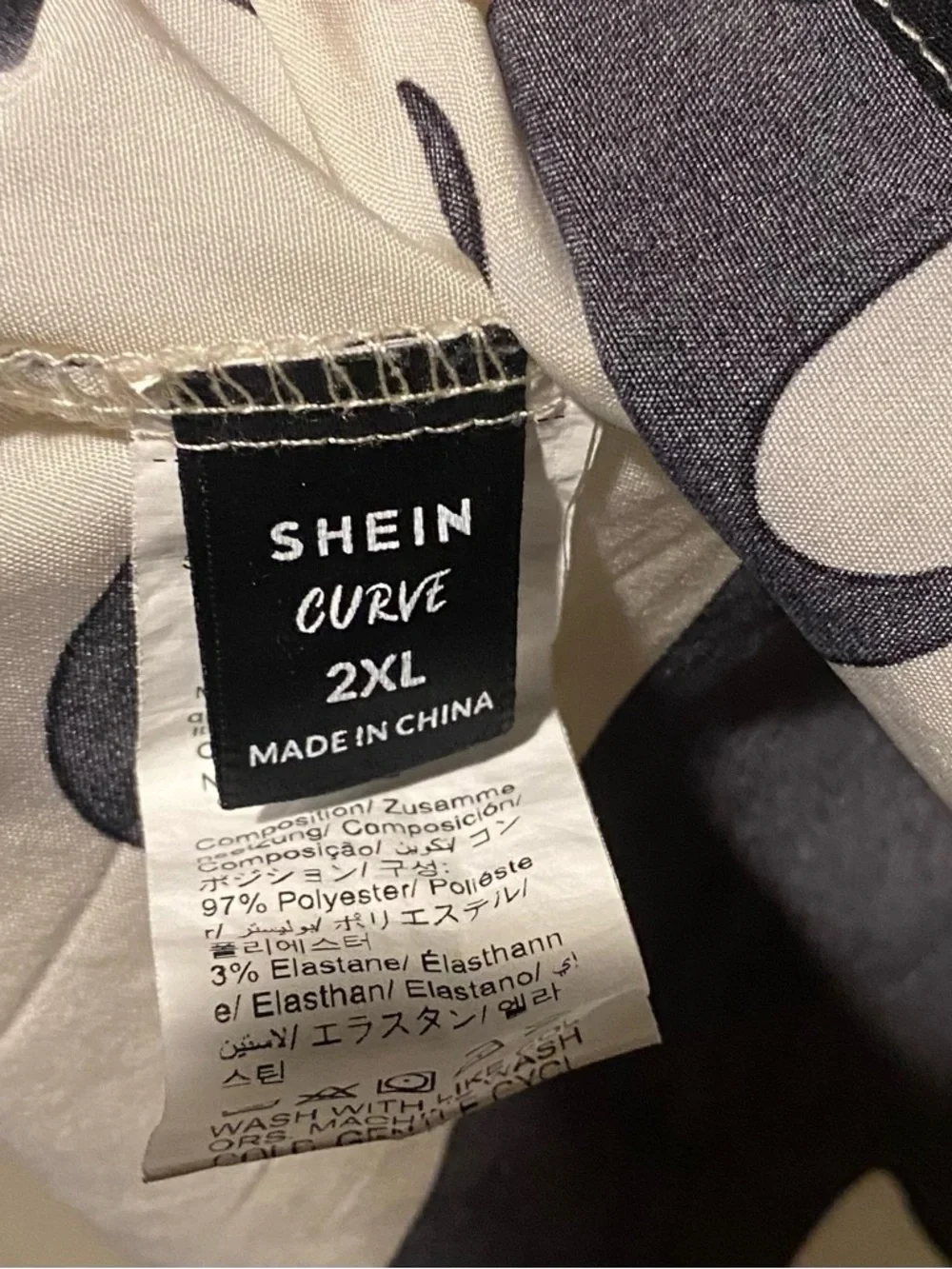 SHEIN Black & Cream Abstract V-Neck Blouse - Picture 5 of 5